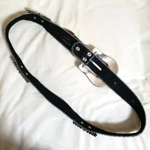 WESTERN C&R Black studded statement Belt Genuine leather ML RRL Double RL Distressed Studded Leather Western Belt SIZE  main image 4